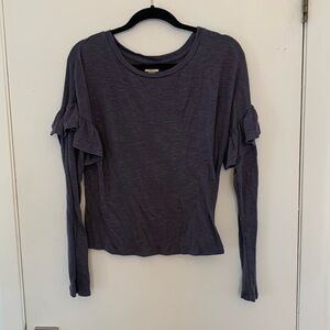 Mossimo Women’s Purple Knit Long-Sleeve Top - Ruffle Sleeve Detail, Size Medium